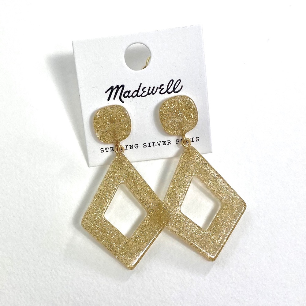Gold glitter acrylic dangle earrings / Madewell